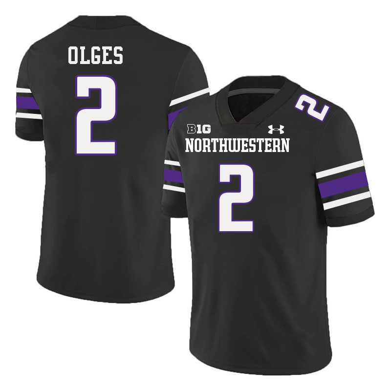 Northwestern Wildcats #2 Duke Olges College Football Jerseys Stitched-Black